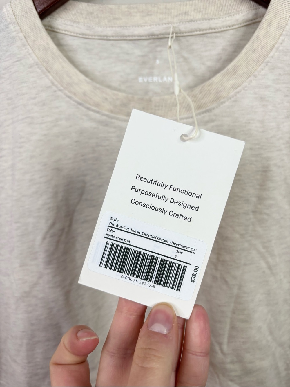 Everlane the box cut tee in essential cotton heathered oat size SM new - Picture 6 of 10